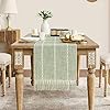 ZeeMart Farmhouse Table Runner, Rustic Table Runners 72 Inches Long, Linen Boho Table Runner, Braided Striped Green Table Runner for Dining Party Holiday, 15x72 Inches, Braided Desert Sage ZeeMart Farmhouse Table Runner, Rustic Table Runners 72 Inches Long, Linen Boho Table Runner, Braided Striped Green Table Runner for Dining Party Holiday, 15x72 Inches, Braided Desert Sage