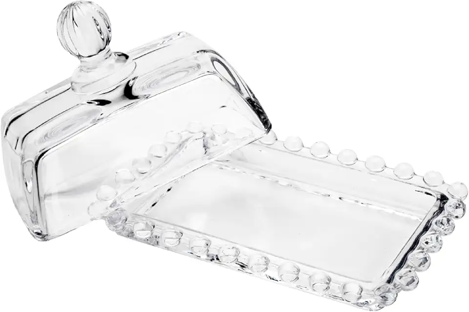WOLFF - Manteigueira de Cristal - 14cm x 9cm x 8cm - Transparente - Linha Pearl