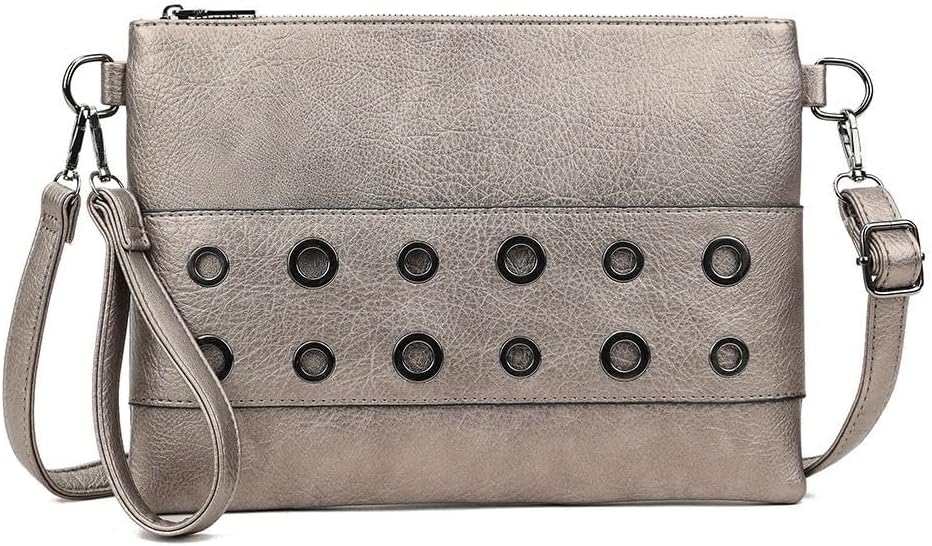 Girly HandBags Womens Faux Leather Metallic Circle Clutch Bag
