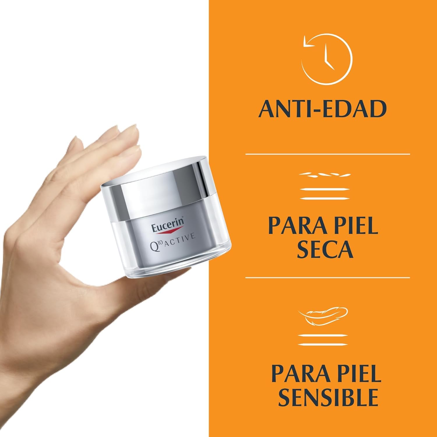 Eucerin Q10 ACTIVE Crema de Noche (50 ml), crema de cara antiarrugas e hidratante para piel sensible, fórmula enriquecida con Coenzima Q10 y Manteca de Karité, regenera la piel mientras duermes