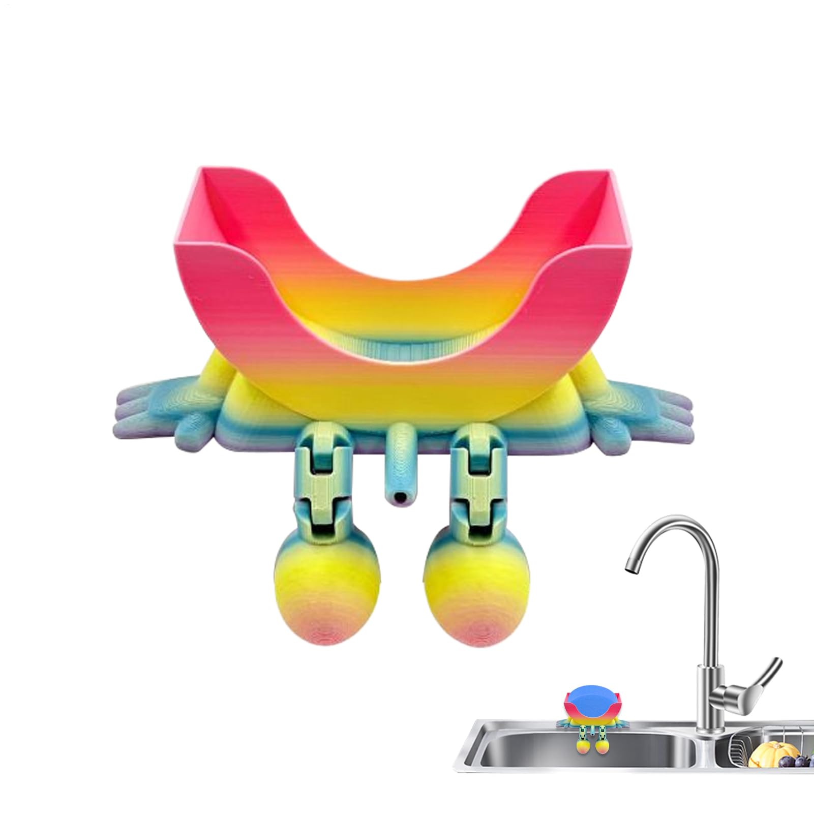 Cute Hanging Sponge Holder with Drainage, Funny Peeing for Scrub Holder with Arms & Legs, 3D Printed Counter Sponge Stand for Kitchen Sink, Keeps Your Sponges Dry & Smiling 15x8.5x6 cm