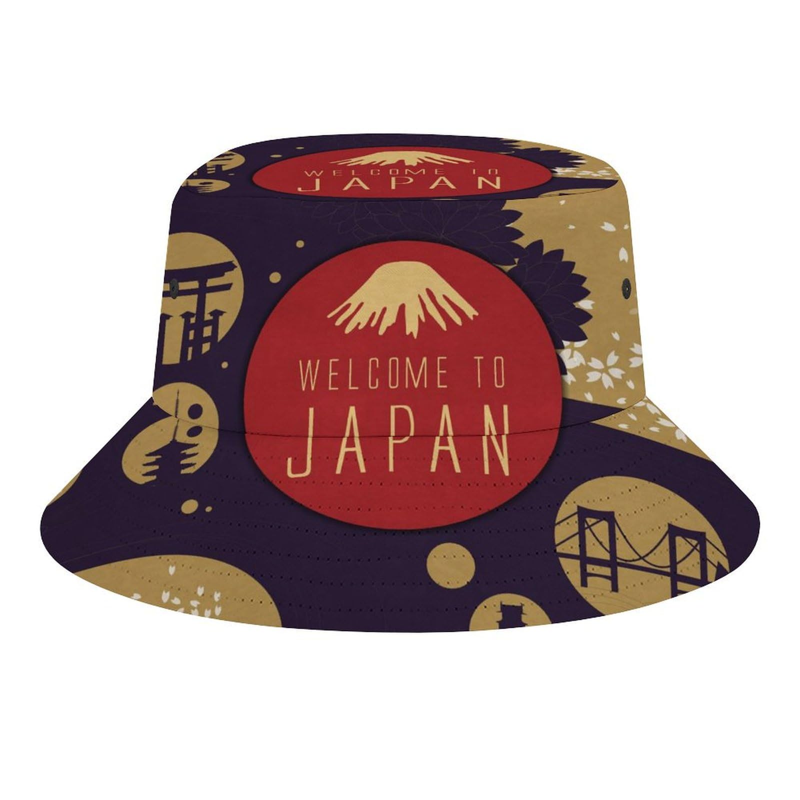 Lurnise Unisex Multi Men‘s Sun Hats Welcome To Japan Women's Bucket Hats Fisherman Hat Outdoor Cap