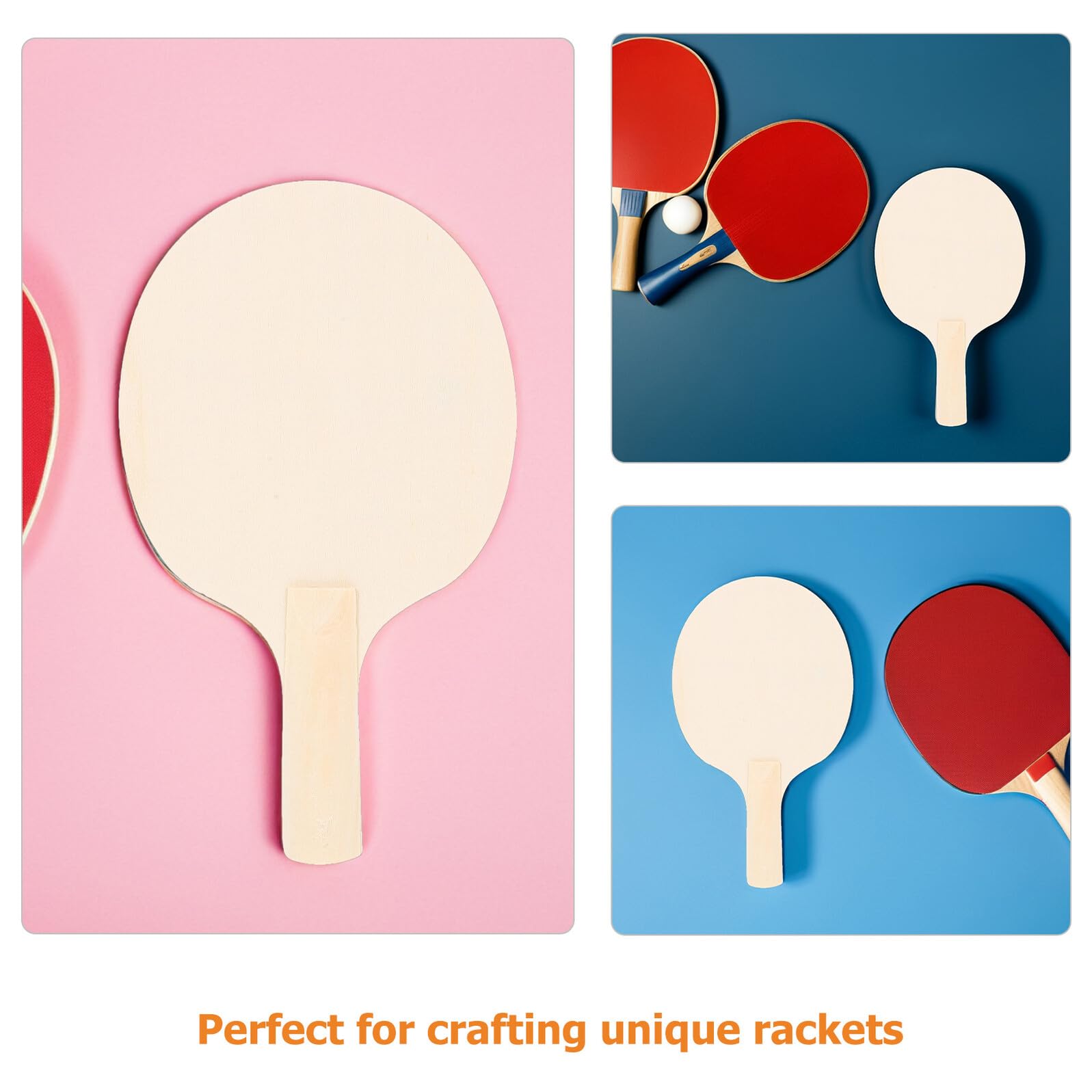Healifty Paletas de Madera para Ping Pong 25x15 Cm, 12 Unidades sin Pintar para Manualidades y Entrenamiento, Raquetas Personalizables de Tenis de Mesa para Interior y Exterior