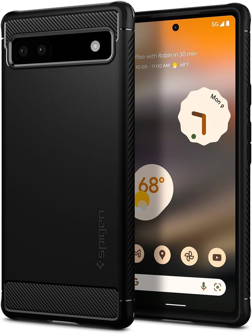 Rugged Armor Case Compatible with Google Pixel 6a - Matte Black