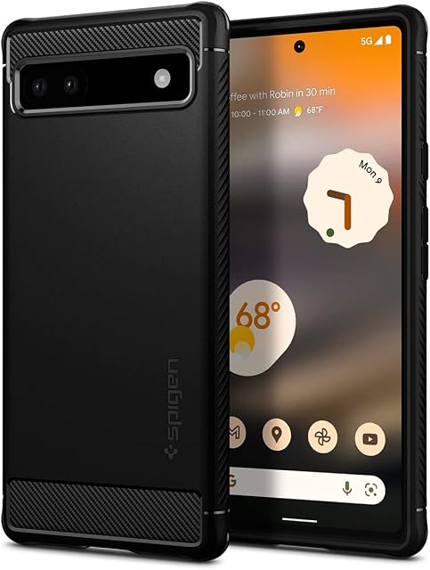 Spigen Rugged Armor Case Compatible with Google Pixel 6a - Matte Black