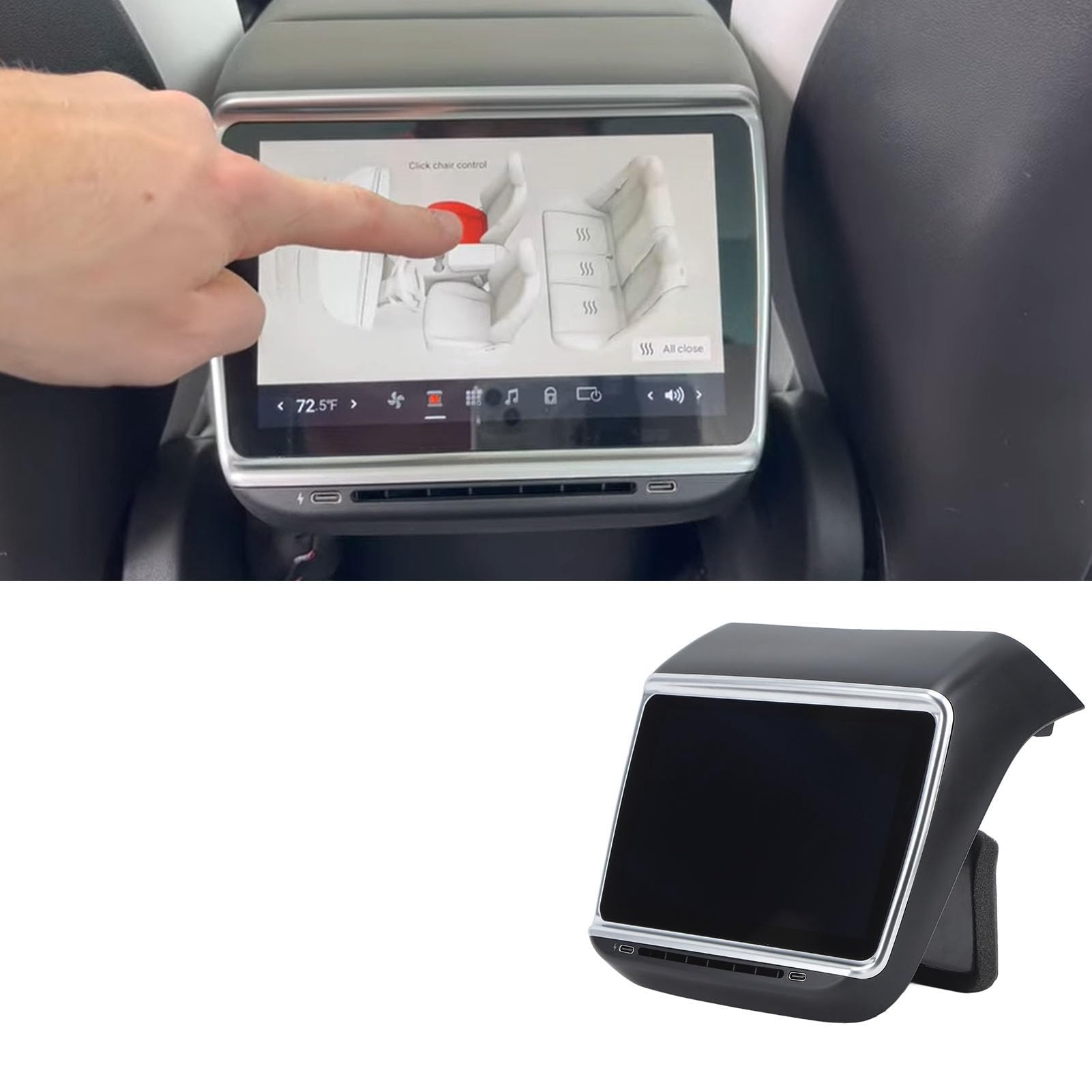 Rücksitz-Display für Y, 7,2-Zoll-HD-Bildschirm, Klimaregelung, Rücksitz-Klimasteuerung, Touchscreen-Multimedia-Entertainment-Player für den Rücksitz (26pol)