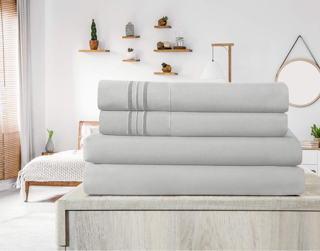 Elif Queen Size Bed Sheets Set - Brushed Microfiber, Super Soft Easy Care 4-Piece Bed Sheet Set with 14-Inch Deep Pocket, Machine Washable, Bedding