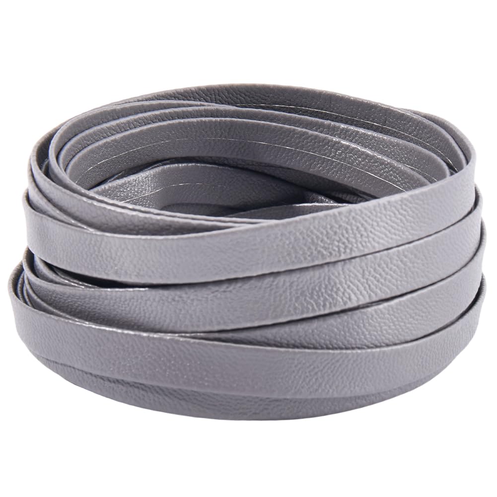GORGECRAFT 5mx8mm Foldover Leather Strips Lambskin Flat Leather Cord Double Fold Leather Strip PU Edge Trimming 1mm Thick Gray Braiding Thread for DIY Crafts Jewelry Making Tooling Workshop โ image 1