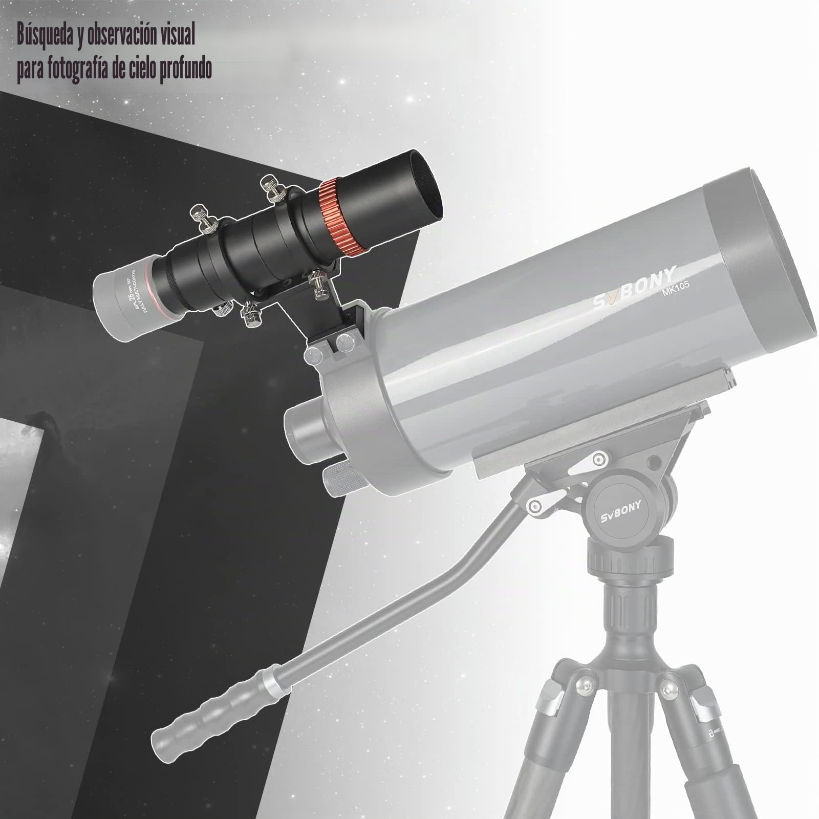Svbony SV165 Mini Anteojo Guía 40F4, 1.25 Pulgadas FMC Recubrimiento con Enfoque Helicoidal Coaxial Alineación Ajustable, Aleación de Aluminio, Compatible con ZWO QHY Auto Guía Finde Cámara