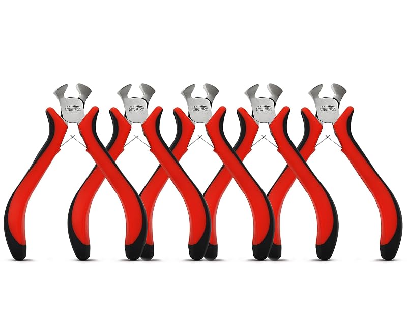 Kit com 5 Alicates de Corte Frontal HOUSERAN de 10,2 cm com Mola e Cabo Ergonômico