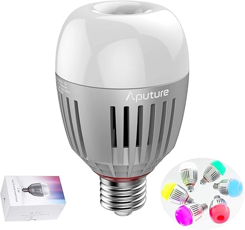 Aputure Accent B7c LED Smart Bulb 7W RGBWW, 2000k-10000k Bi Color, modo CCT/HSI/FX, batería incorporada de control de aplicación, enchufe E26/E27