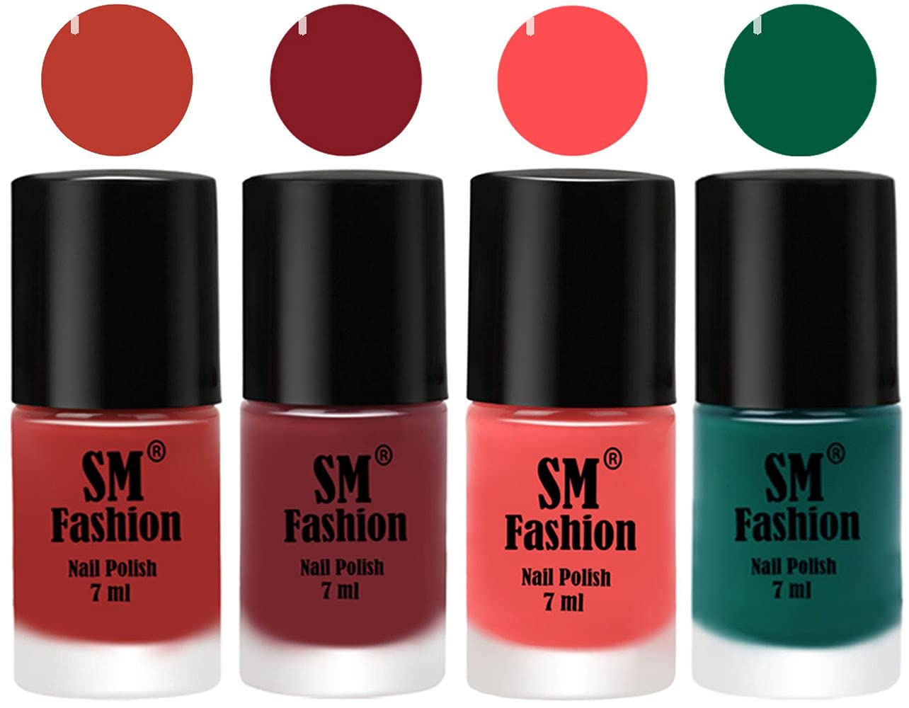 Nail Polish Combo Set (Pack of 4) Quick Dry Gel Finish Nail Paint | Dark Peach,Plum,Peach Pink,Green | 7 ml Each-image-10