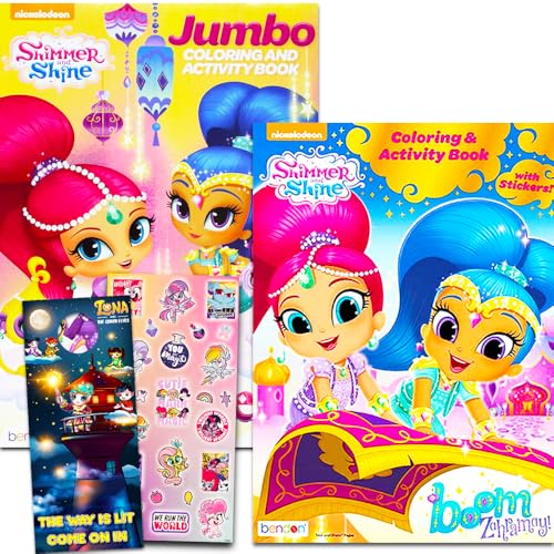 Shimmer and Shine Coloring Book Bundle Set -- 2 Books Over 50 Stickers Crayons and Licensed Little Princess Stickers (Shimmer and Shine Party Supplies)