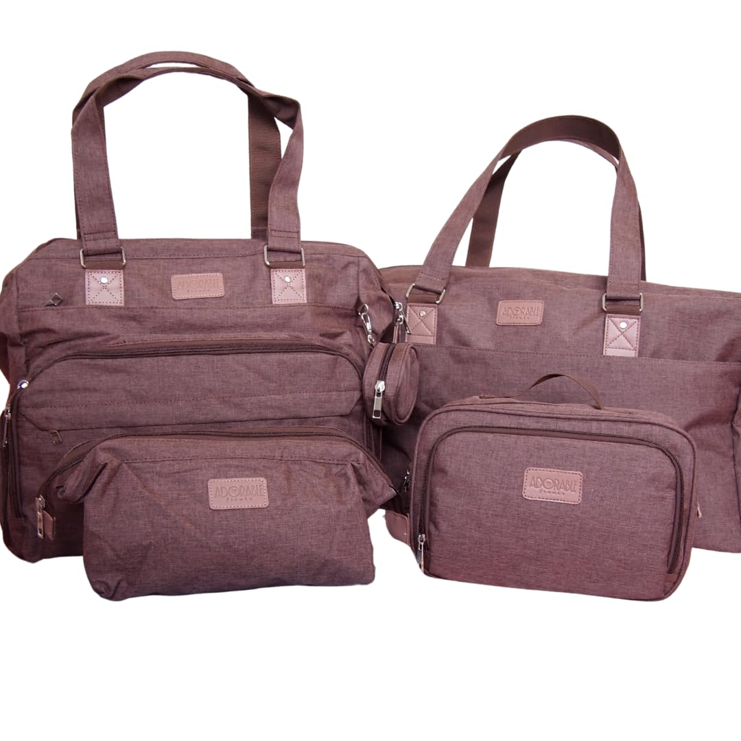 Trio Maternité – Sac à Langer Loulou XL + Sac Maternité Merveille + Sac Poussette Boubou – Ensemble Naissance Bébé Grande Capacité (Brun)