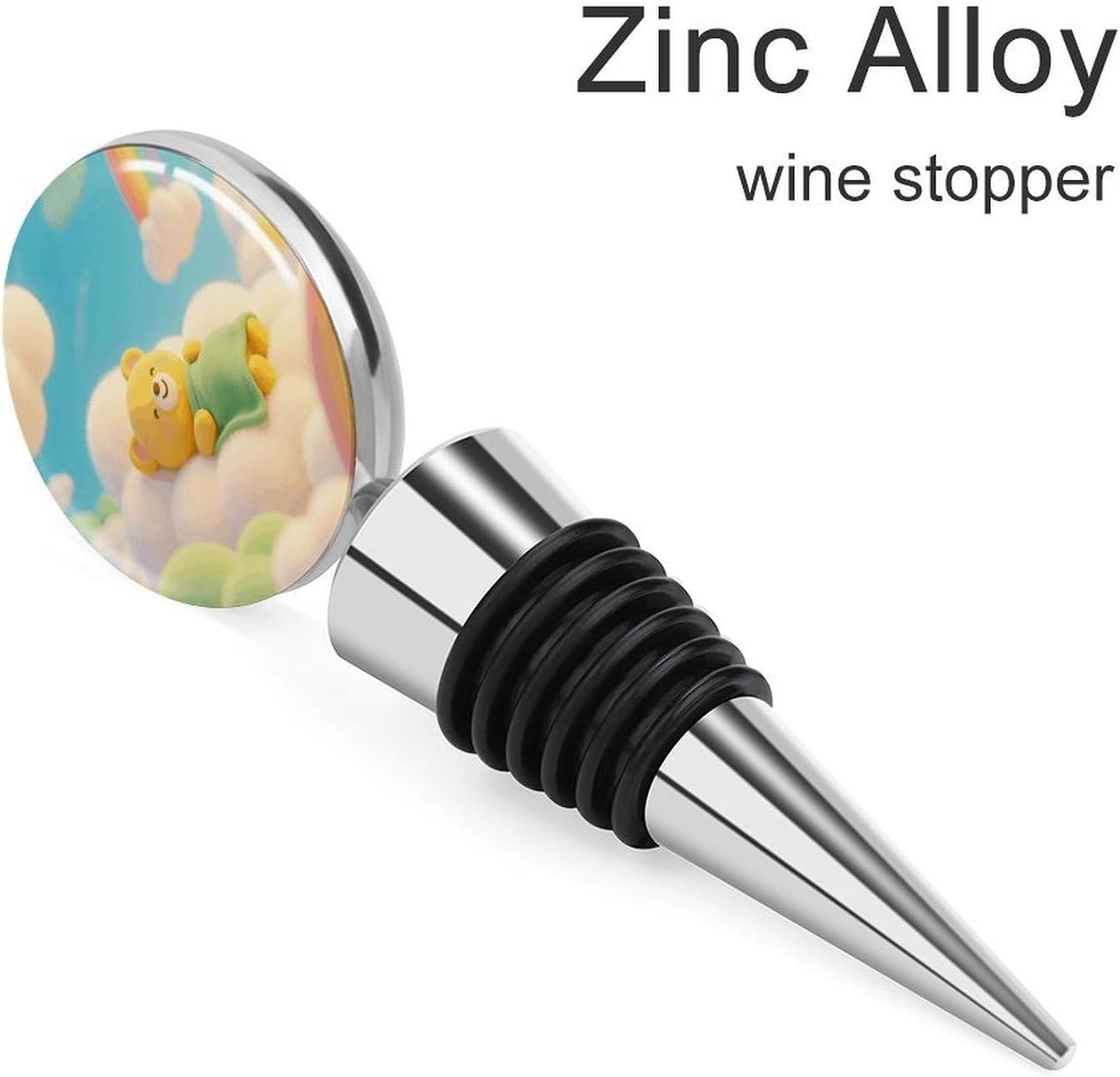 Cute Bear Wine Stoppers Personalized Leak Proof Vacuum Bottle Stoppers Metal Bottle Sealer Reusable Seal Stopper Wine Saver for Keep Fresh Wines Lovers