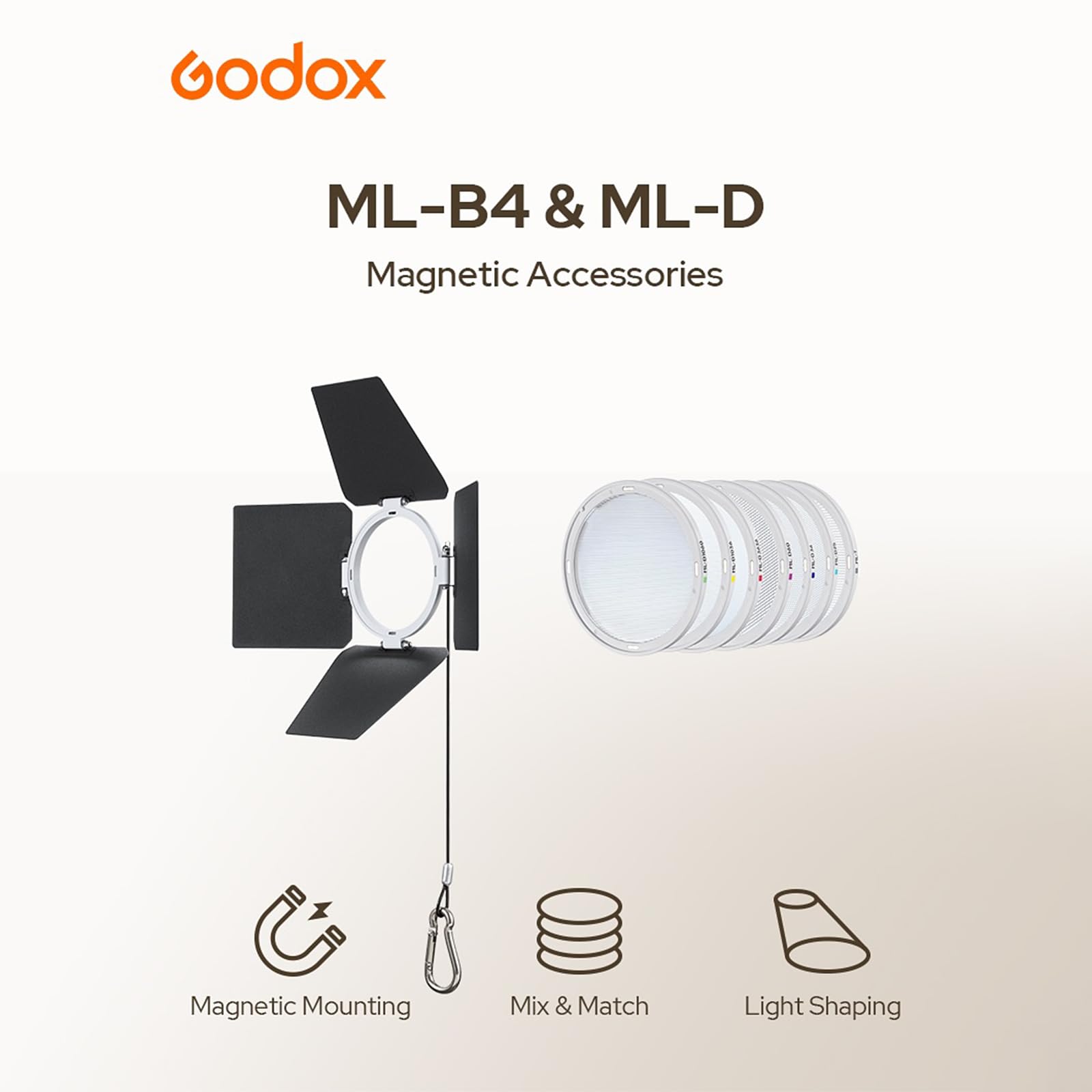 Godox ML-D - Kit di diffusione magnetica per luci video a LED serie ML, compatibile con ML150Bi, ML80Bi, ML100Bi, ML100R, ML60II Bi, ML60Bi e altri, modificatore di luce morbida per illuminazione