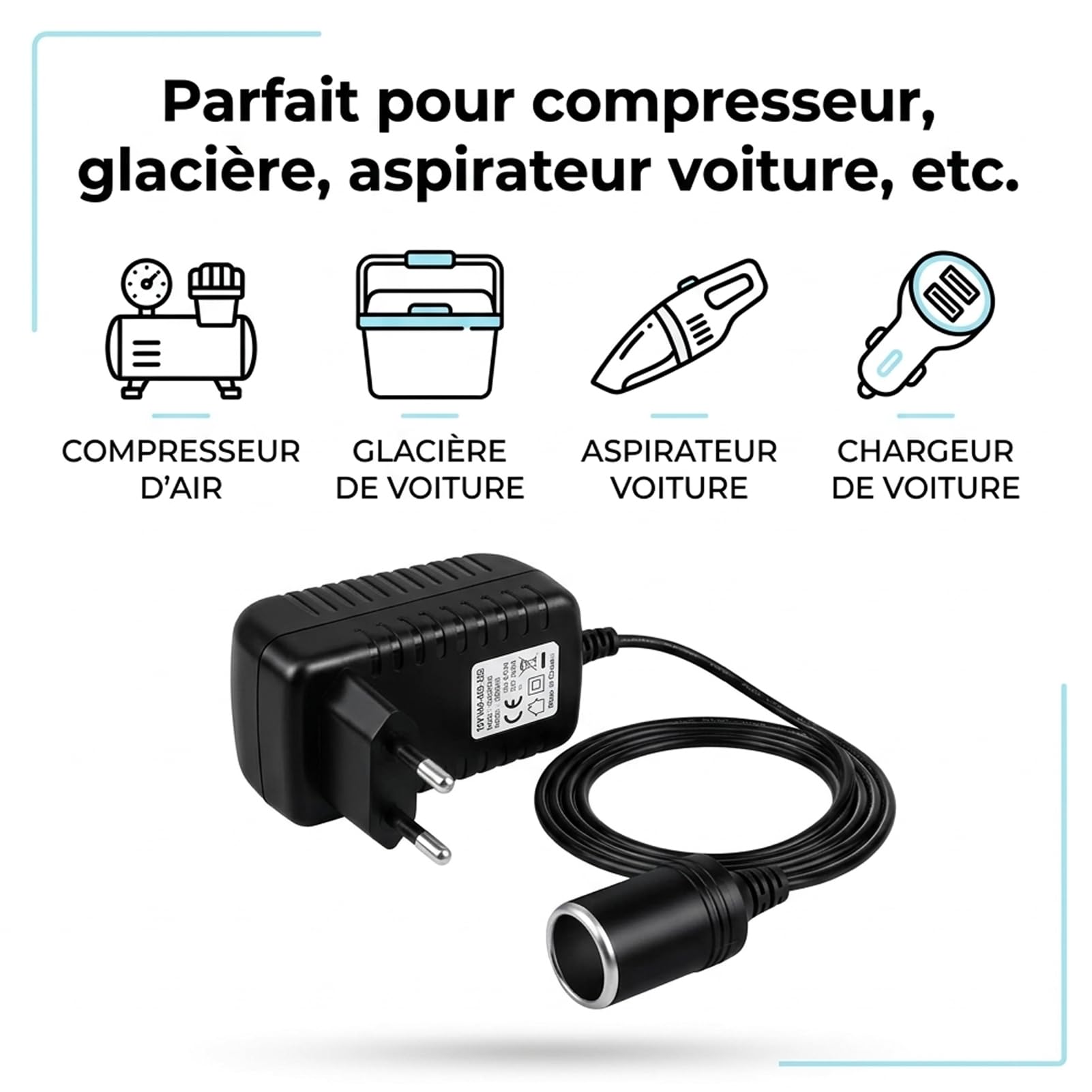 Cargador de Coche de 12 V 3 A convertidor de Voltaje de 220 V a 12 V Adaptador Encendedor de Cigarrillos para Nevera de Coche, Bomba de Aire, aspiradora de Coche — view 6