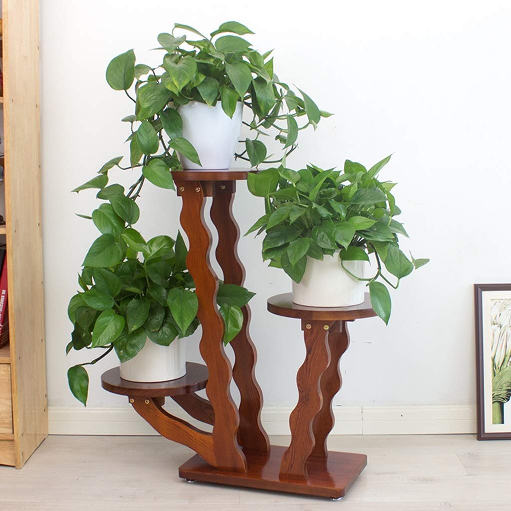 ZHEN GUO Hohe Holz Pflanze Stand Tisch Indoor dekorative Pflanze Hocker Home Decor Pedestal Stand, einzigartige gewellte Blume Rack Planter Regale,