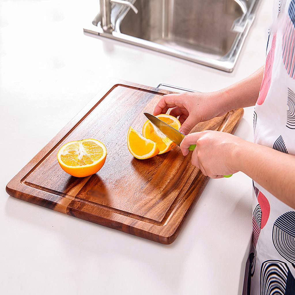 Tagliere Choing Board Tagliere in Legno per Cucina Tagliere Reversibile con Manico e scanalature per Il Succo Vassoio Choing 2 cm Carne addensata Verdura Pane Frutta, 34,5x49,5x2 cm