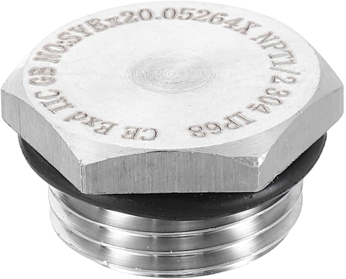 HARFINGTON 304 Stainless Steel Pipe Plug Fitting 1/2" NPT Male Thread Outer Hex Head Cap Hexagonal Head Bung Plugs Fittings with Sealing Rubber Ring for Air Water Oil Gas Tube