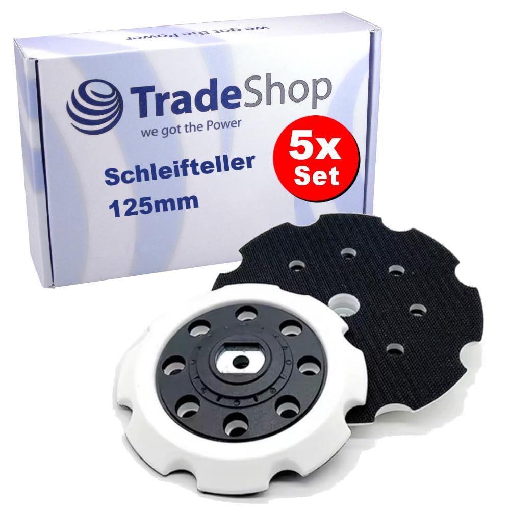 Trade-Shop - Juego de 5 discos abrasivos con 8 agujeros de 125 mm, compatible con Makita PO 5000 C, PO 6000 C, DPO 500 Z, DPO 600 Z, sustituye a 197922-4
