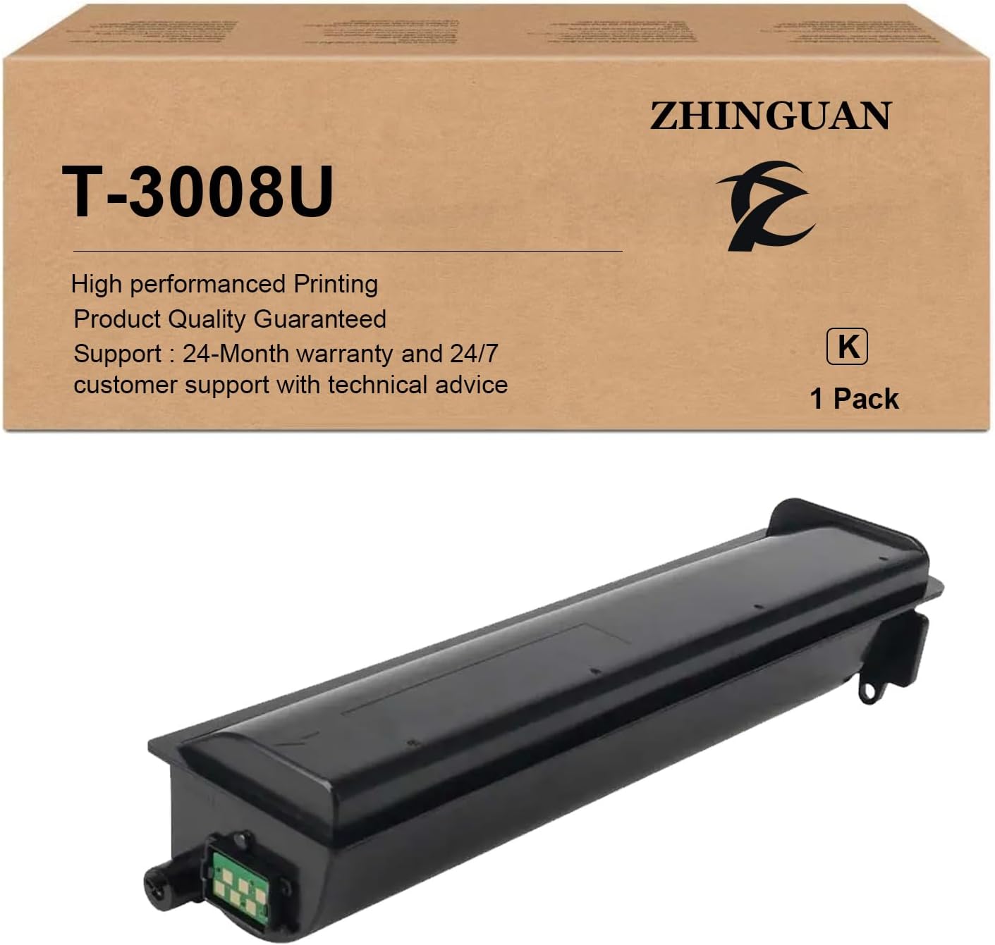 ZHINGUAN Remanufactured T-3008U Black Toner Cartridge Works for Toshiba E-Studio 2008A 2508A 3008A 3008AG 3508A 4508A 5008A 5008AG (1-Pack)