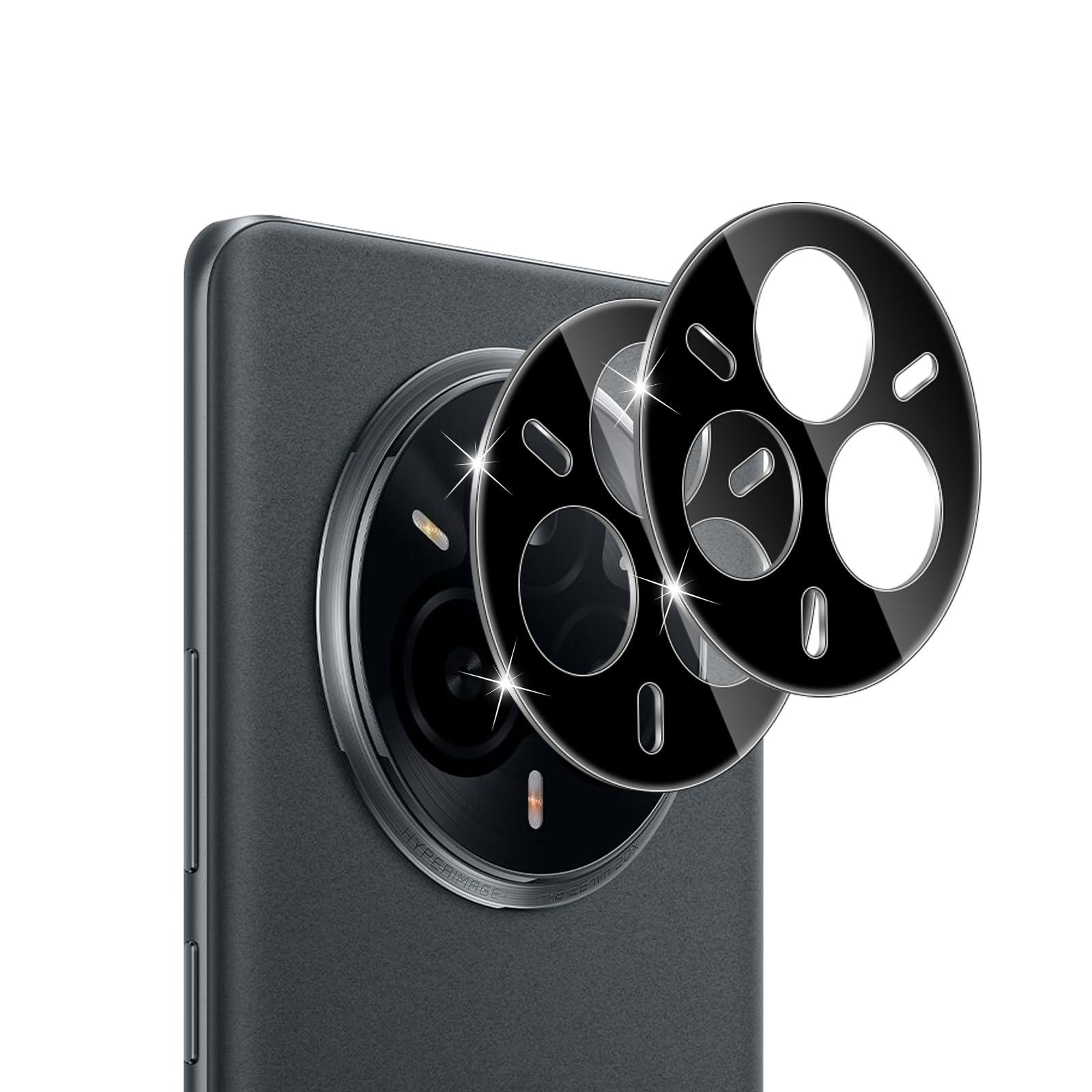 Folia ochronna na aparat Realme 14 Pro/14 Pro +/14 Pro Plus 5G do szkła pancernego, 2 sztuki, ochrona aparatu, twardość 9H, folia szklana, odporna na zarysowania, szkło ochronne, czarna