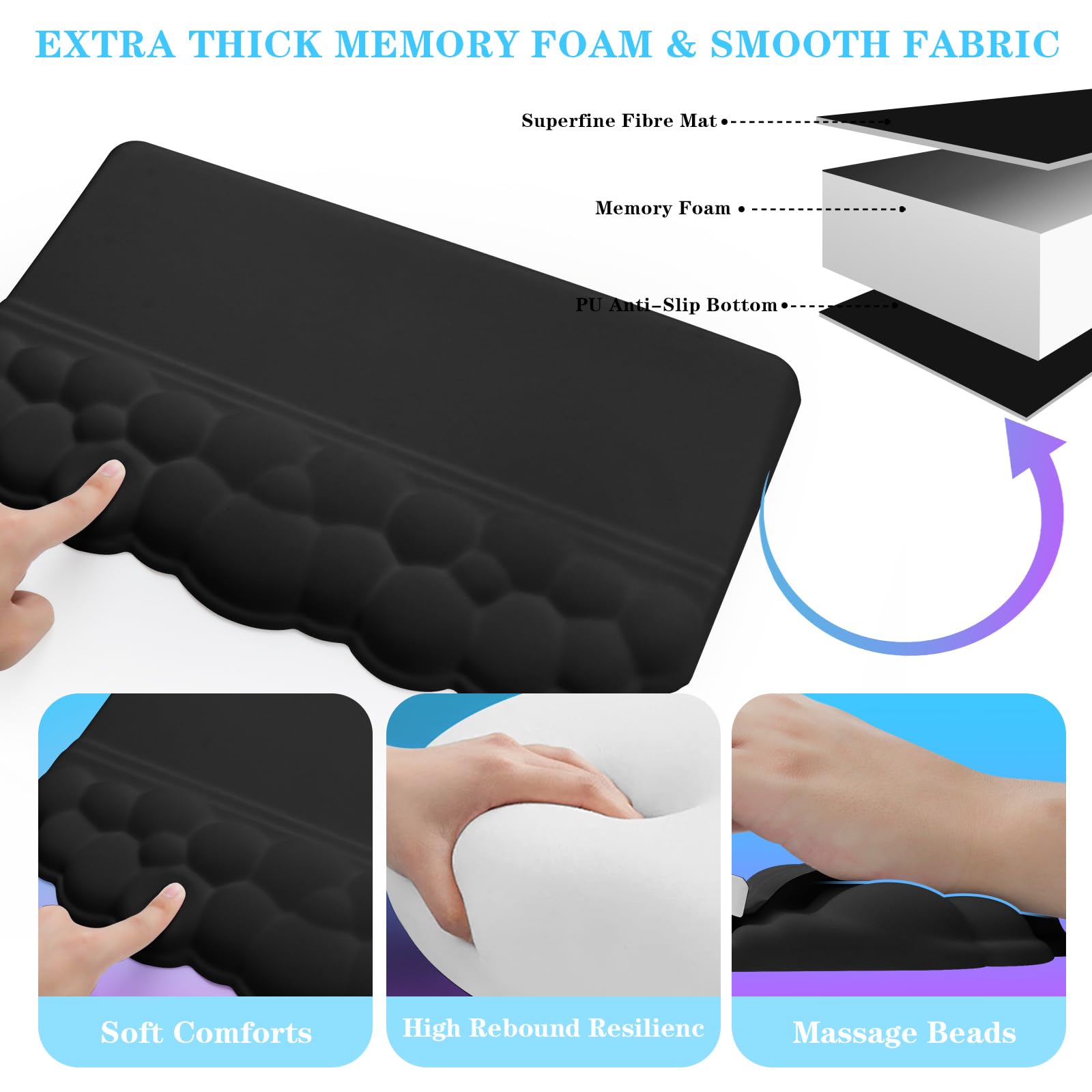 Ergonomic Keyboard Stand with Wrist Rest - Cloud Set -5