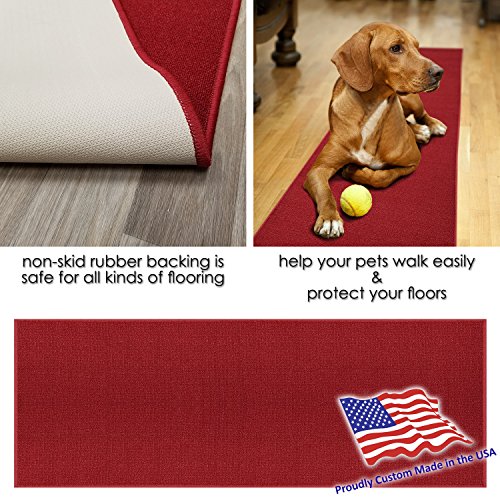Custom Size Red Solid Plain Rubber Backed Non-Slip Hallway Stair Runner Rug Carpet 22 Inch Wide Choose Your Length 22In X 6Ft #TOP4