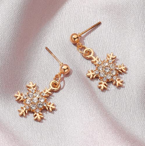 Anlagrace Delicate Crystal Snowflake Earrings Gold Snowflake Dangle Earrings For Women Girls Christmas Earrings Holiday Party Drop Earrings Festival Gift Idea Christmas Jewelry #TOP3