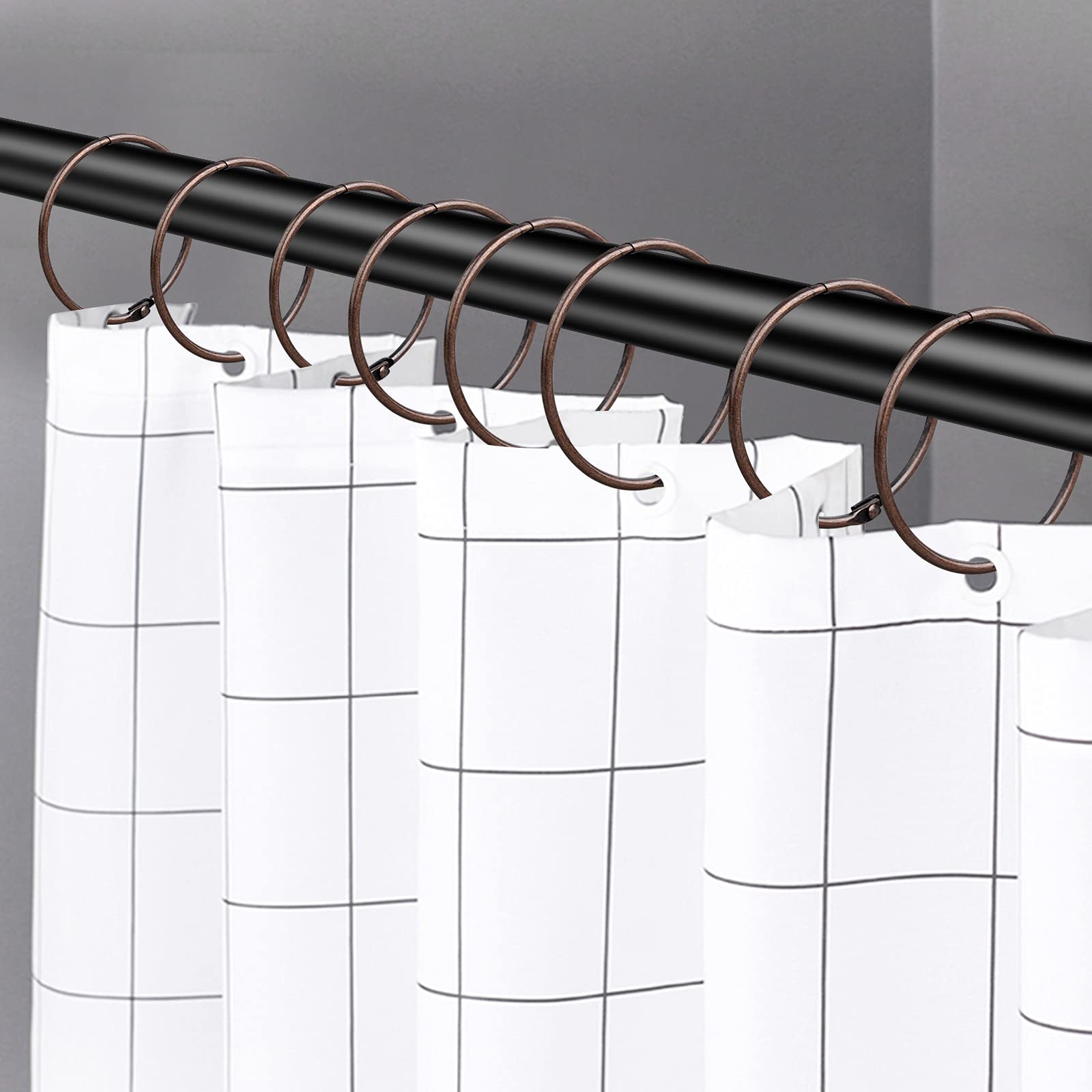 Douchegordijn Haken Ringen, Roestvrij Metalen Glijdende Douchegordijn Voor Badkamer Douchestangen Gordijnen Set Van 12 Haken