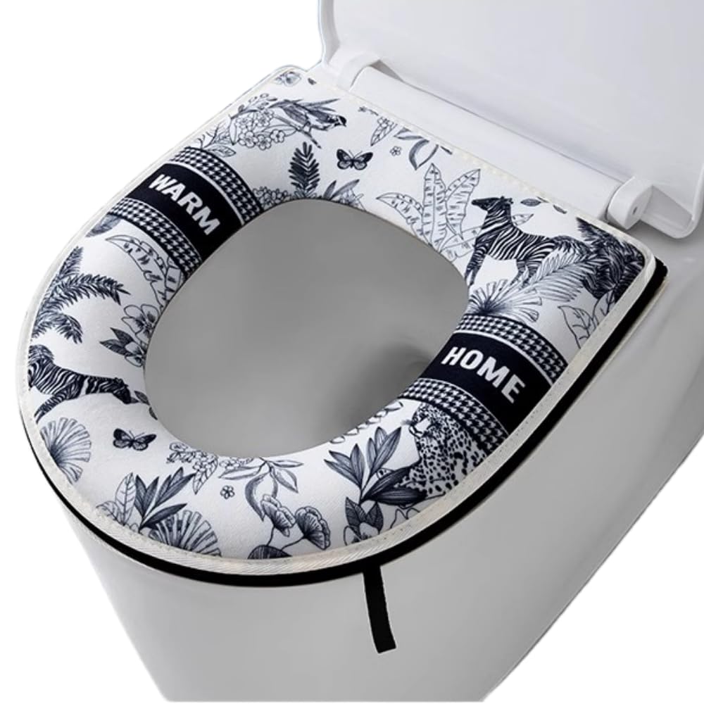 FEIFEI'S BOW Bathroom Toilet Seat Closestool Washable reusable Soft Warmer Mat Cover Pad Cushion Cover by static (Set02)
