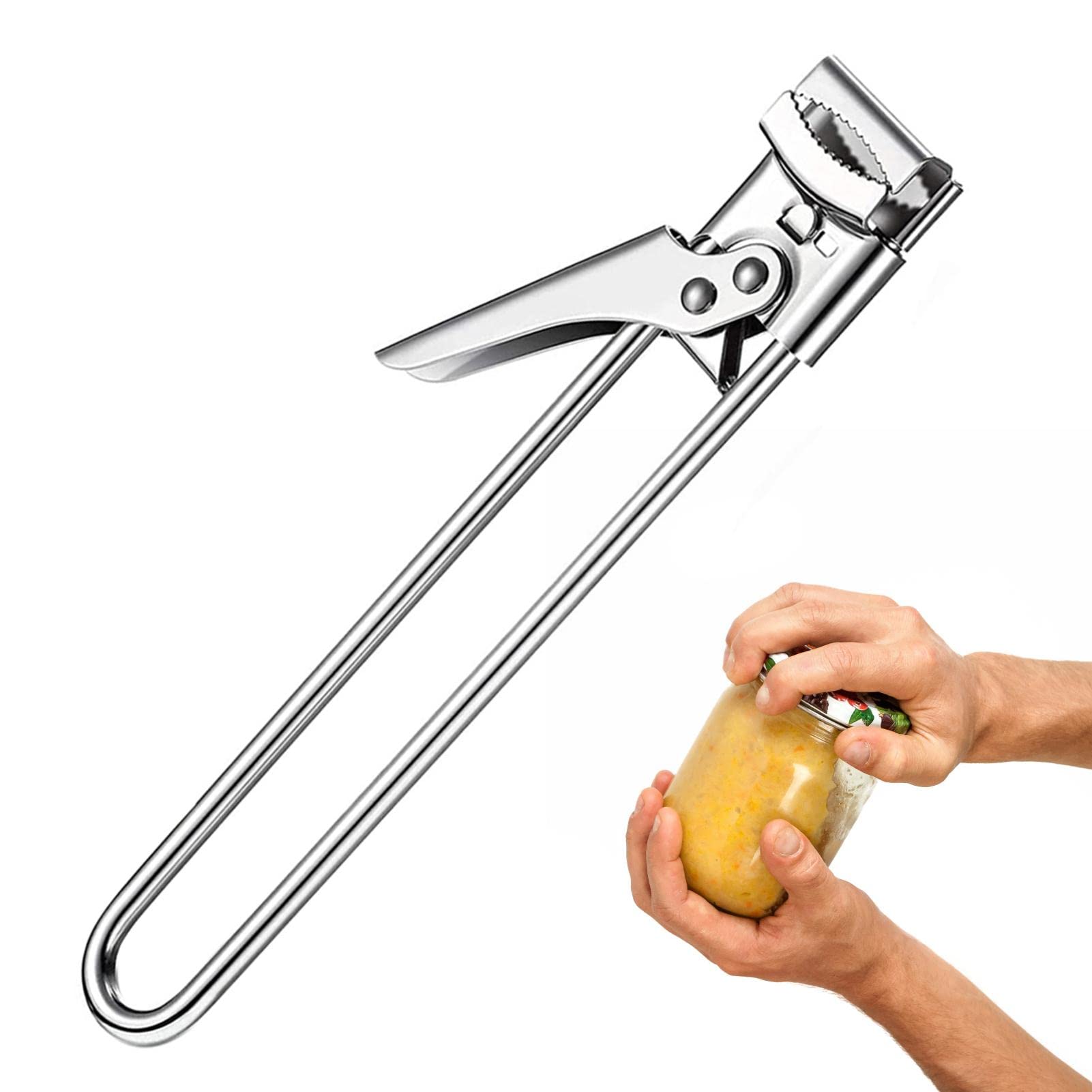 Manual Jar Opener – Stainless Steel Good Grip Kitchen Manual Tool Magic Kitchen Accessories Multi-Purpose Jar Opener for Jars and Bottles Silver