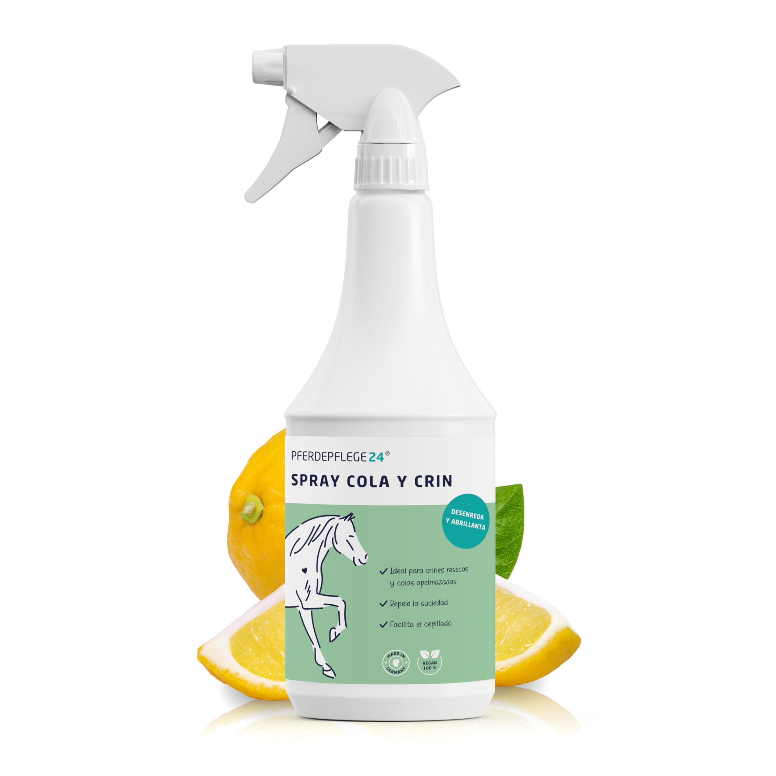 PFERDEPFLEGE24 Spray Abrillantador y Desenredante para Cola y Crin de Caballos - 500ml y 1L - Brillo Intenso, Facilidad para Peinar y para un Pelaje Saludable - Desenredante para caballos