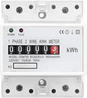 Flylin DDM75S DIN Rail Energy Meter - Single Phase 10-40A kWh Power Monitor, LED Display, Pulse Output