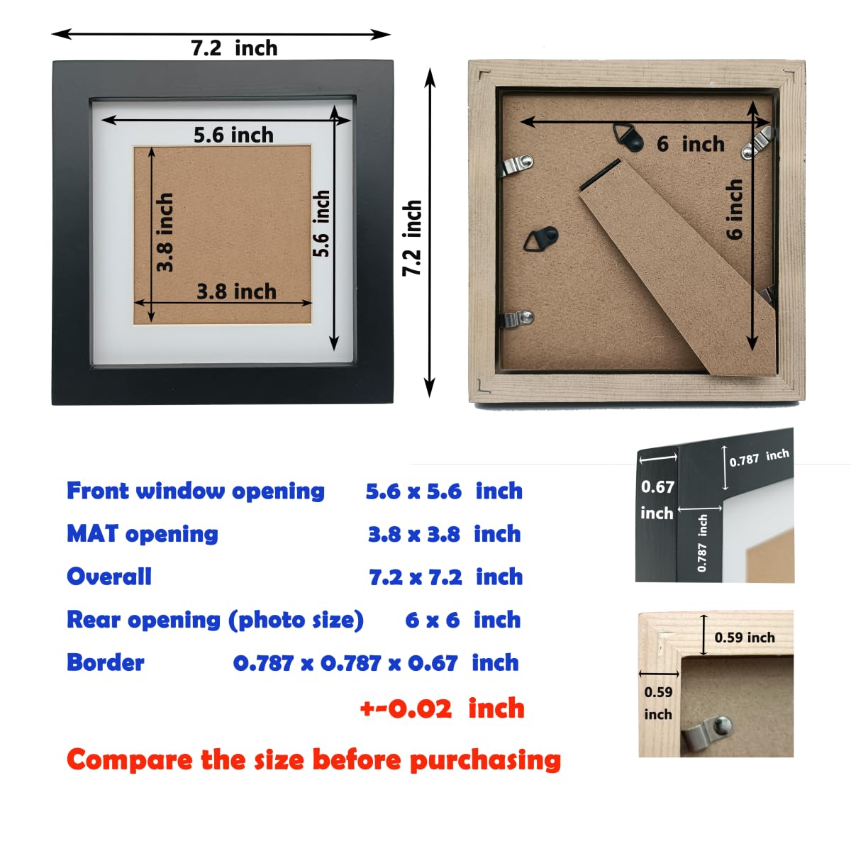 Amazon.com: ZXT-parts Black 6x6 Picture Frames with 4x4 Opening