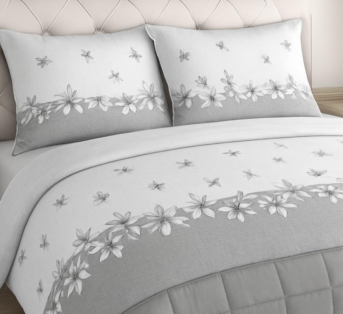 L'Emporio Casa Set Lenzuola in Flanella, Cotone Italiano 100% Pettinato, Anti-Pilling Varie Misure (Giorgia Grigio, Matrimoniale)