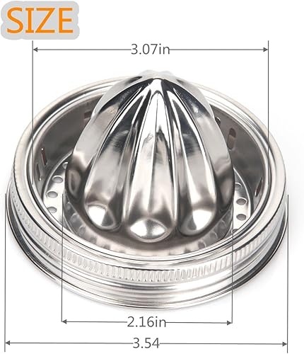 Miniatura 4 de Mason Jar - Tapa exprimidora de acero inoxidable (2 piezas), escariador de cítricos para tarro Mason de boca ancha, exprimidor de limón, exprimidor