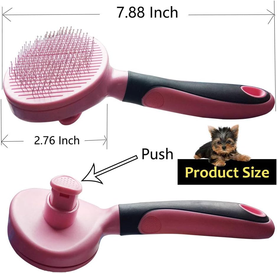 Cat Brush,Quick Self Cleaning Pro Quality Grooming Comb,Gently Removes Loose Undercoat,Eliminates Mats,Tangles Shedding,Hairballs