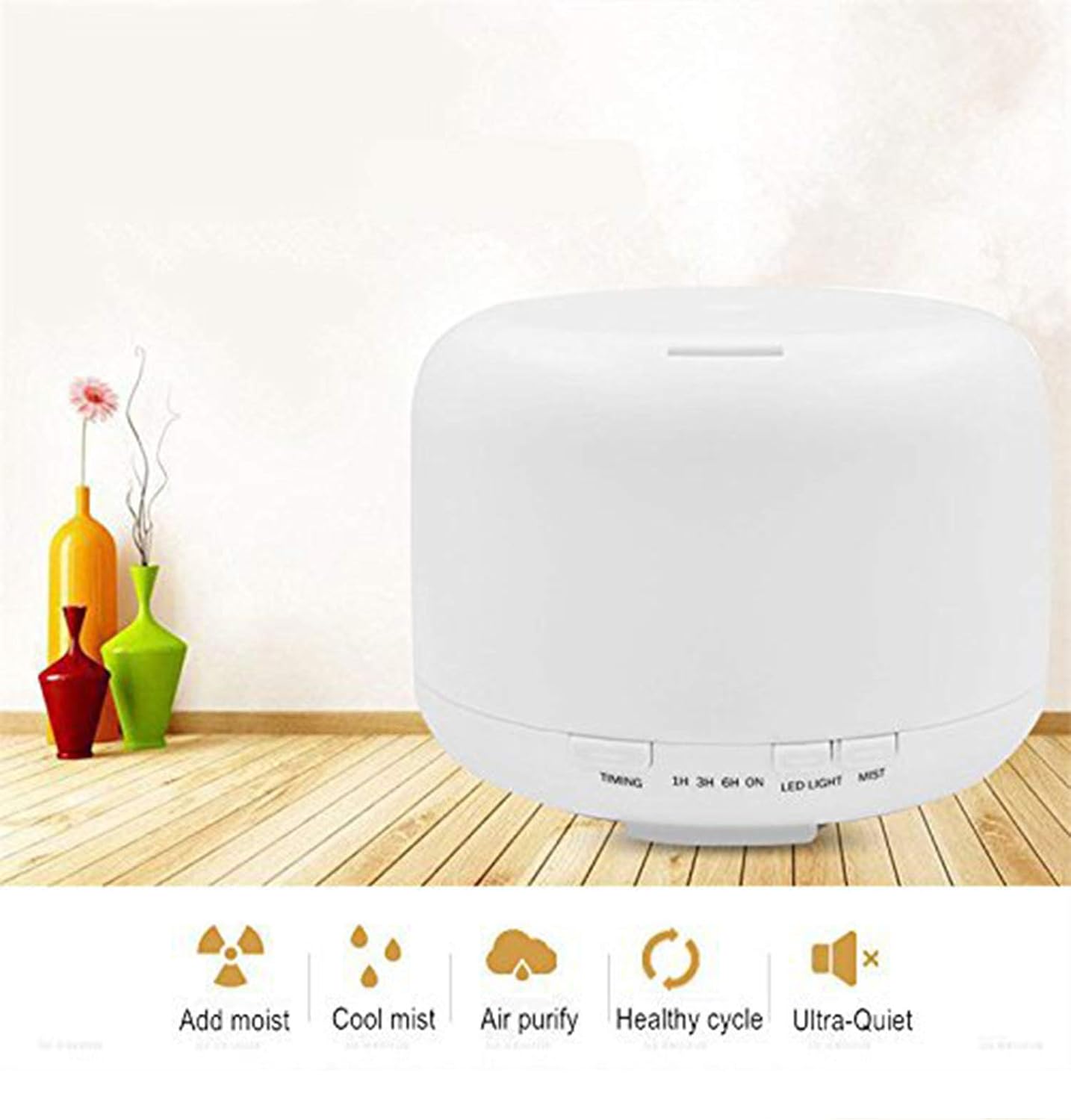 Humidifiers for Bedroom, Top-Fill Cool Mist Humidifier & Essential Oil Diffuser, Smart Sleep Mode, BPA Free, Whisper Quiet Operation, Auto-Off, 1L up to 20hrs for Bayroom, Living Room