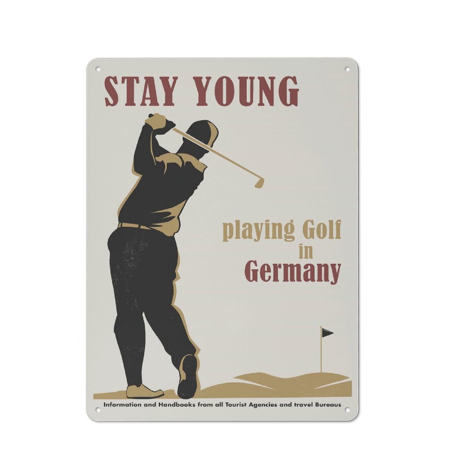 Junmoney Style-17 Metal Wall Sign 40X30cm Featuring Golf Stay Young For Bar Or Restaurant, Gift For Bar Decor Enthusiasts During The Christmas Season