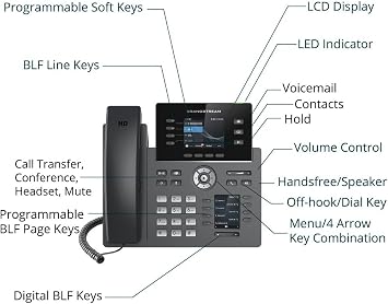 Grandstream GRP2614 IP Phone | 4 Lines, 6 SIP Accounts | 2.8-Inch Color Display | Dual-port Gigabit Ethernet with Integrated PoE