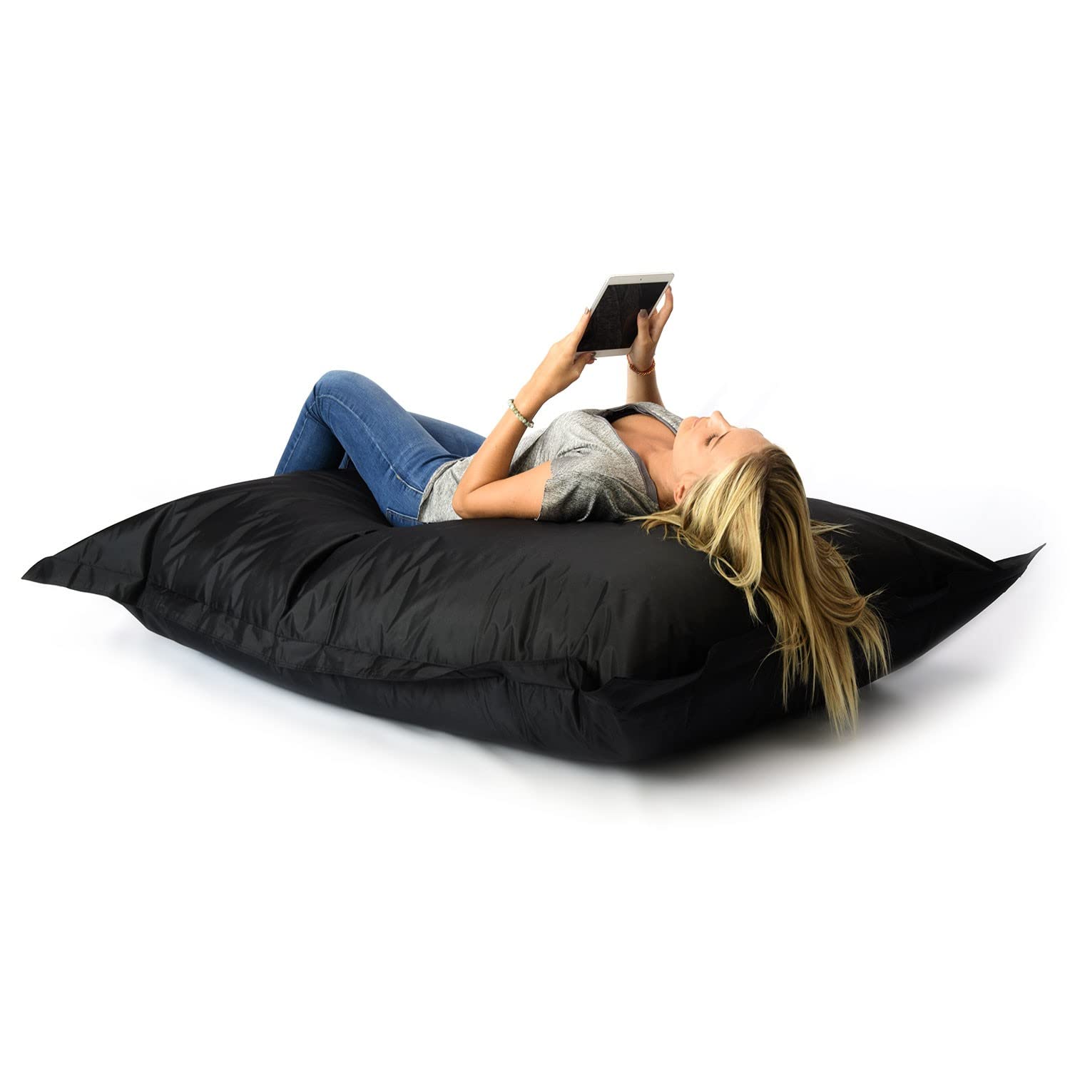 LIVEDECO - Pouf Géant XL 160 x120 cm Intérieur et Extérieur, Déhoussable, Salon, Jardin, Noir BiG52