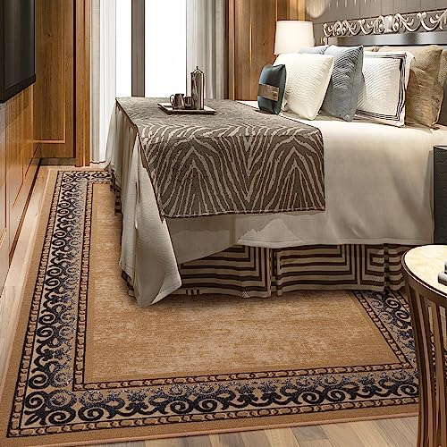 Antep Bordered Modern Indoor Area Rug (Gold Brown, 4' x 5'8)