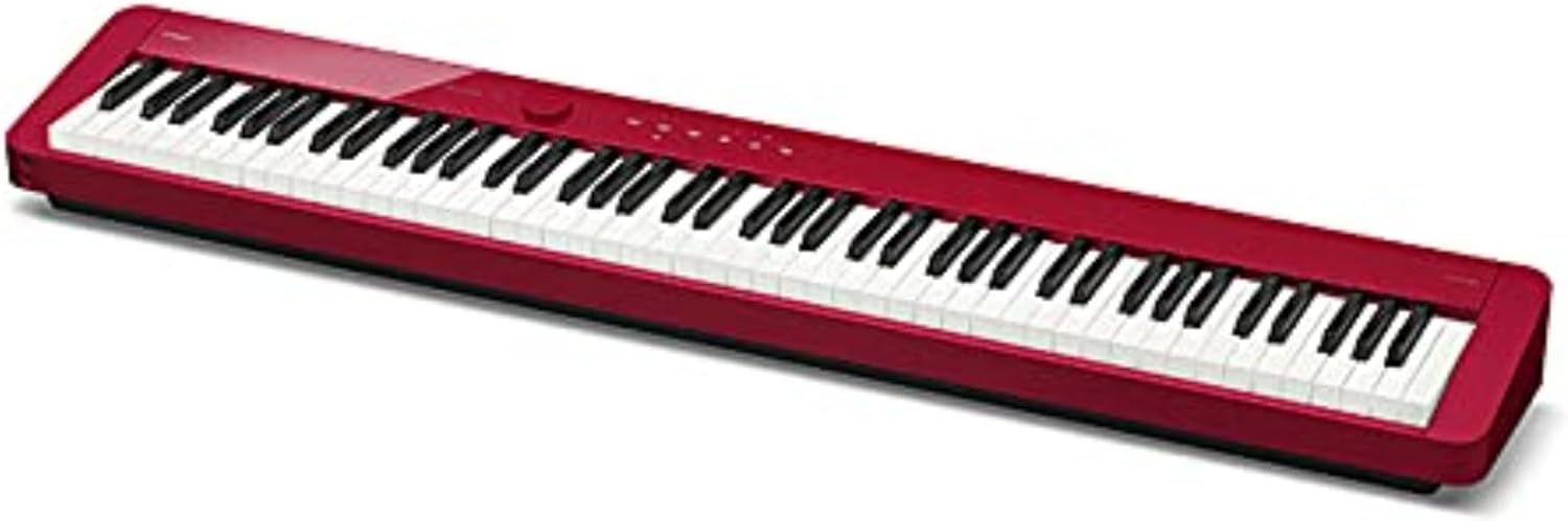 Casio Privia PX-S1100 – 88-Key Touch-Responsive Weighted Digital Piano | Ultra-Portable | Superior Sound | German Grand Tone, Bluetooth, Casio Music Space App | Gloss Red Finish