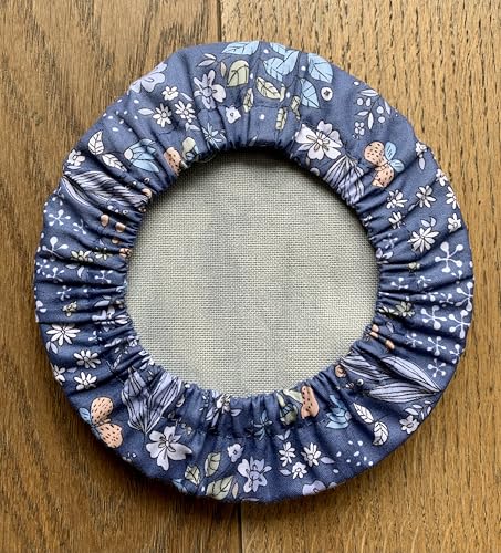 Grime Guard Flowers on Blue Cotton for Cross Stitch Embroidery Hoop Frames Round Cover (Hoop 6 inch)2