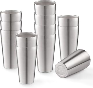 12 Pack 18.6 oz Stainless Steel Insulated Cup, Double Wall Vacuum Metal Cup, Reusable Camping Cups Unbreakable Indoor Outdoor for Party, Home, Office, BBQ, Silver