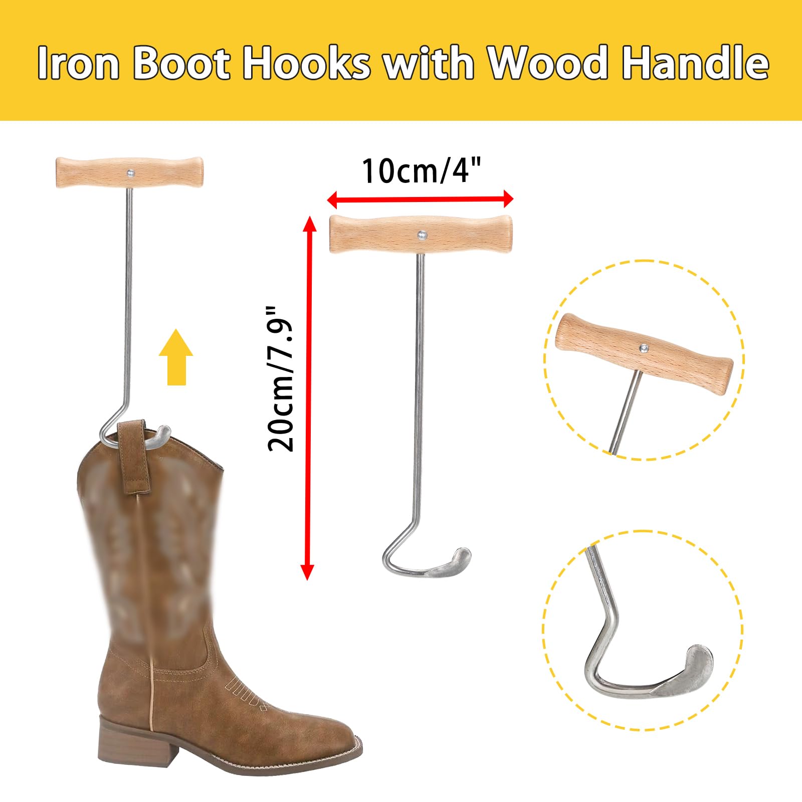 Boot Jack e 2 ganci per stivali Boot Buddy Welly Boot Remover con superficie in gomma antiscivolo per unisex donne uomini cowboy trampolieri per tutti i tipi di stivali e scarpe Dubbin per