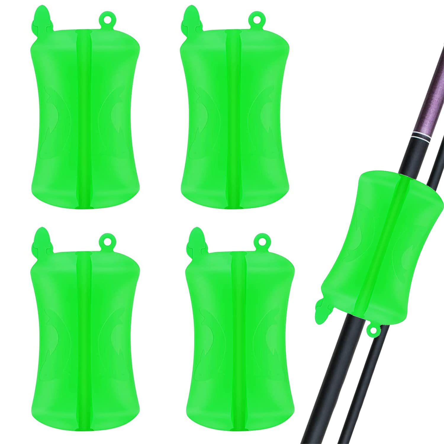 Canna da pesca Canna da pesca Supporto in gomma riutilizzabile per canna da pesca portatile Fishing Rod Fixed Ball Rubber Fishing Pole Clip Fishing Rod Beam (verde/4 pezzi
