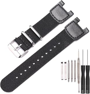 24mm Premium nylon Strap Compatible with Casio SGW-100 SGW-200 PAS-400B GW-3000B GW-3500B Twin Sensor Men's Sport Watch Accessories Replacement Leather Band
